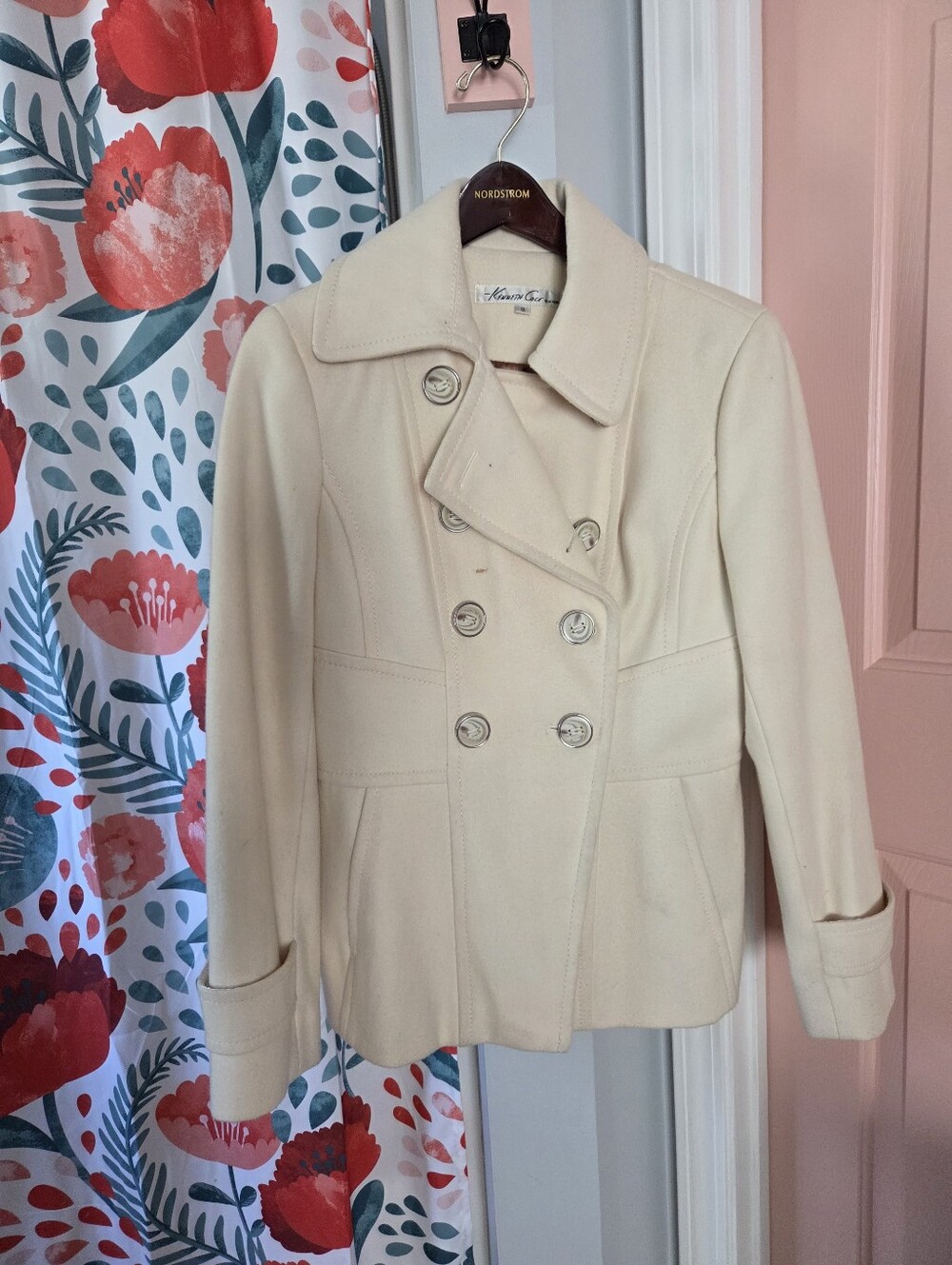 Kenneth Cole Classic Cream Double-Breasted Women's Peacoat